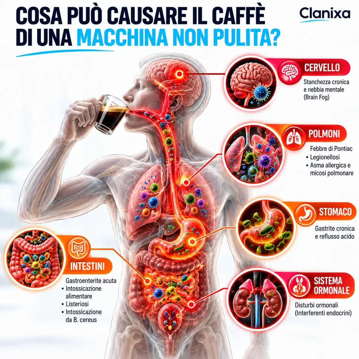 Clanixa CleanCare – Pastiglie per la Pulizia della Macchina da Caffè