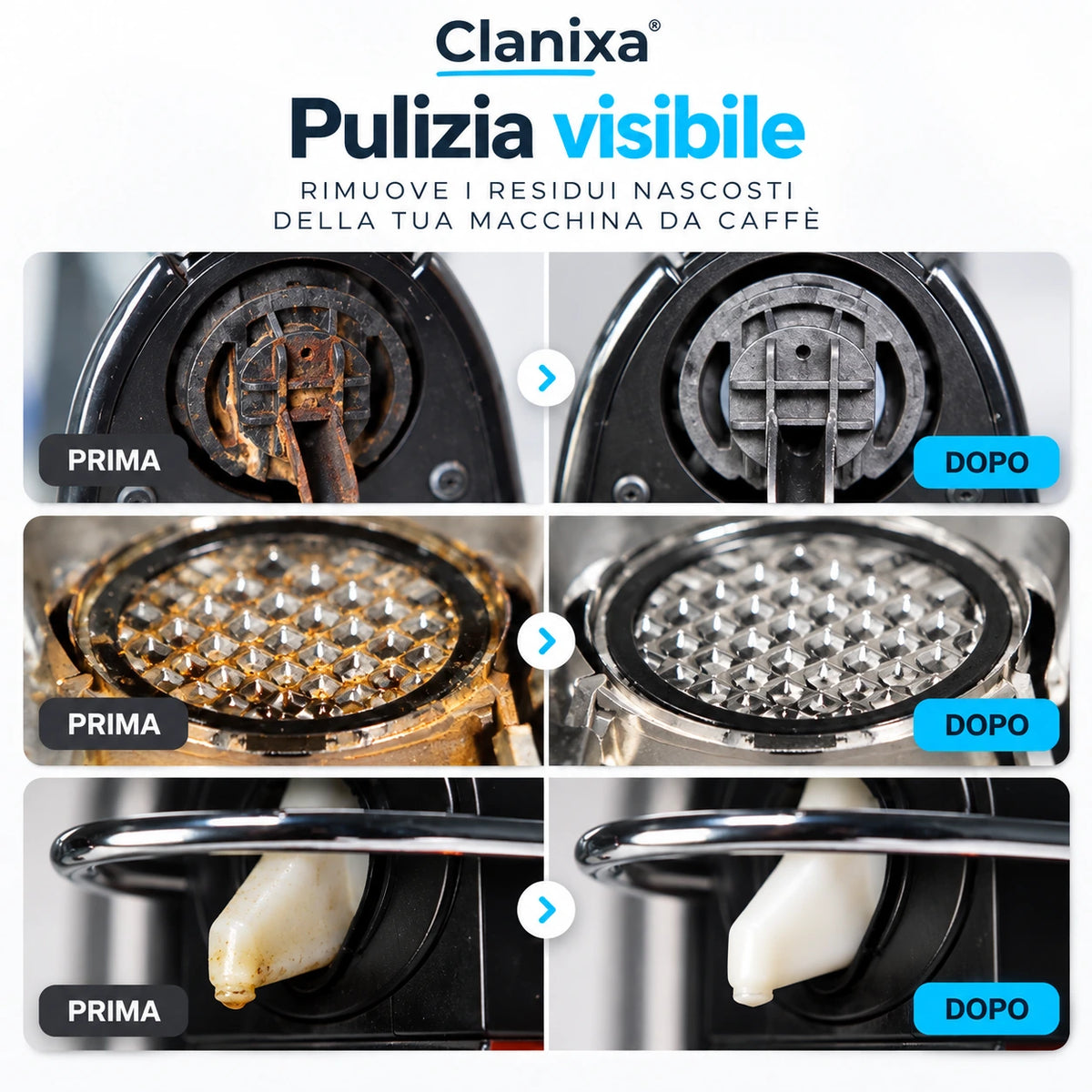 Clanixa CleanCare – Pastiglie per la Pulizia della Macchina da Caffè