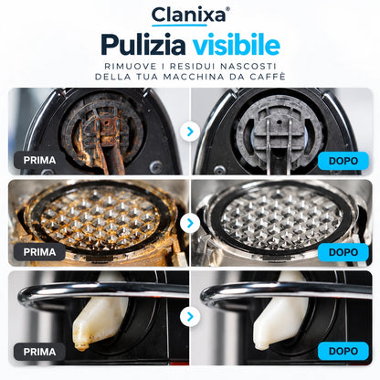 Clanixa CleanCare – Pastiglie per la Pulizia della Macchina da Caffè